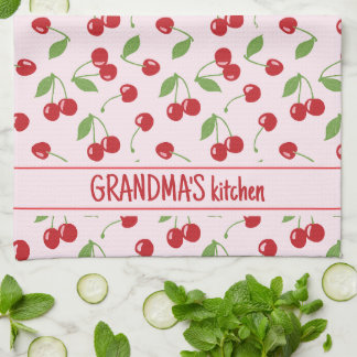 Kersenpatroon met Bleke roze naam Schort Theedoek