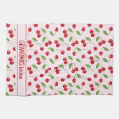 Kersenpatroon met Bleke roze naam Schort Theedoek (Horizontaal)