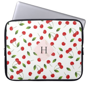Kersenpatroon-monogram laptophoes laptop sleeve