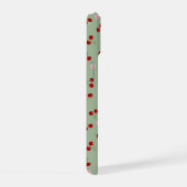 Kersenpatroon op groene achtergrond iPhone 15 case (Rechterkant)