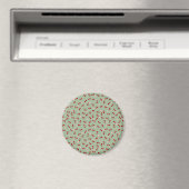 Kersenpatroon op groene achtergrond magneet (Insitu (Vaatwasser))