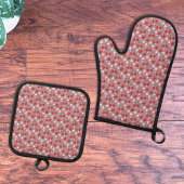 Kersenpatroon Oven Mitt en Pot Houders Set
