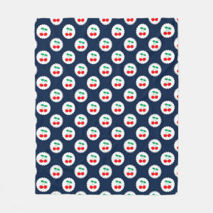 Kersenpatroon – Retro Fruit Cadeau & Decoratie Fleece Deken