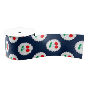 Kersenpatroon – Retro Fruit Cadeau & Decoratie Grosgrain Lint