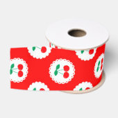 Kersenpatroon – Retro Fruit Cadeau & Decoratie Grosgrain Lint (Spoel)