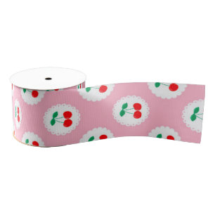 Kersenpatroon – Retro Fruit Cadeau & Decoratie Grosgrain Lint