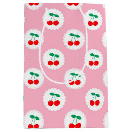 Kersenpatroon – Retro Fruit Cadeau & Decoratie Medium Cadeauzakje