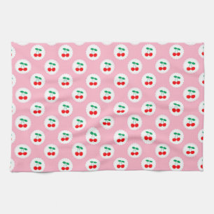 Kersenpatroon – Retro Fruit Cadeau & Decoratie Theedoek