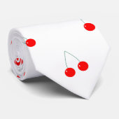Kersenpatroon rood fruit stropdas (Opgerold)