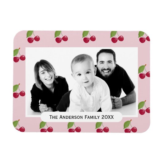 Kersenpatroon Roze Aangepaste Foto Persoonlijk Magneet (Horizontaal)