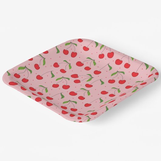 kersenpatroon roze & rood papier Bord (Gebogen)