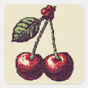 Kersenpixels Vierkante Sticker