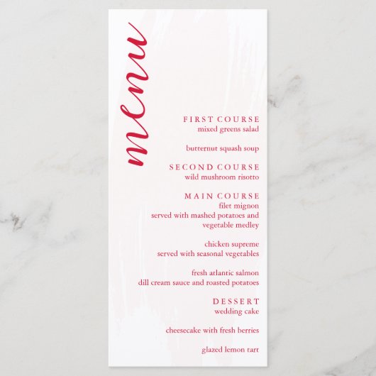 Kersenrode Bruiloft Menu (Voorkant)