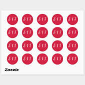 Kersenrode Bruiloft Ronde Sticker (Vel)