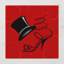 Kersenrode harten Bovenhoge hoed en hoge hakken ui