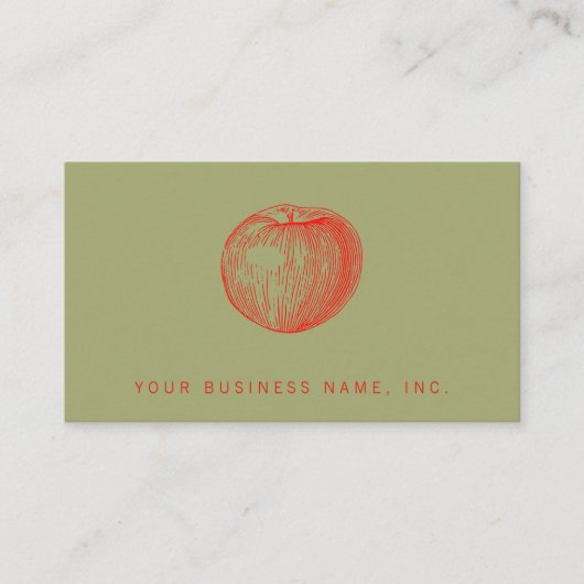Kersenrode Letterpress Appel Visitekaartje (Voorkant)
