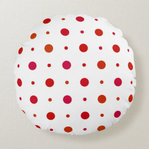 Kersenrode polka stippen op wit rond kussen