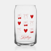 Kersenrode strik Coquette bruidsfeest cadeau Blikvorm Glas (Voorkant)