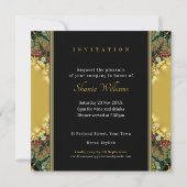 Kersenrood Fractal Kant Satijnen Eettafel Feest Kaart (Achterkant)