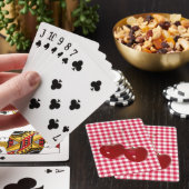 Kersenrood gingham pokerkaarten (Insitu)