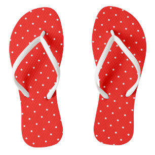 Kersenrood met witte stippen teenslippers