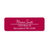 Kersenrood minimalistisch retouradreslabel etiket (Voorkant)