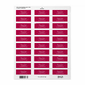 Kersenrood minimalistisch retouradreslabel etiket (Full Sheet)