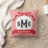 Kersenrood omgekeerde Griekse sleutelboogmonogram Kussen (Deken)
