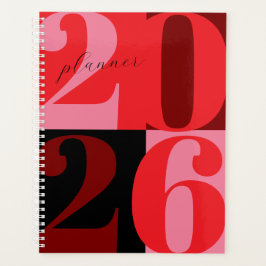 Kersenrood vette jaar kleurblok planner