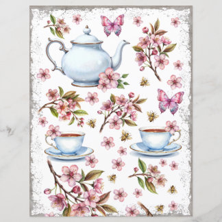 Kersenroze bloemenveld met thee