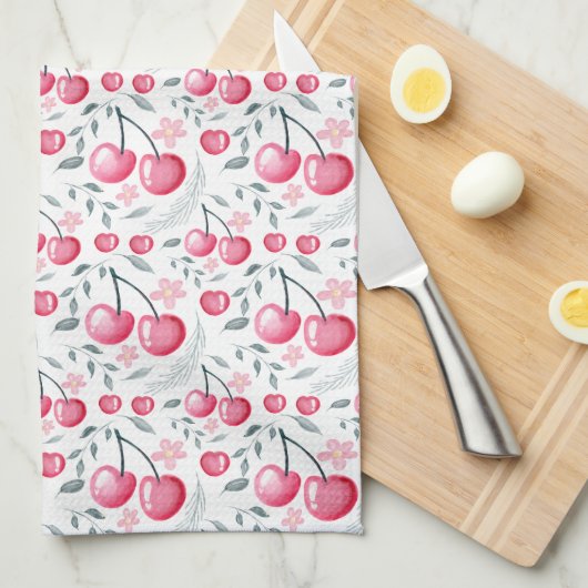 Kersenroze Persoonlijke Theedoek | Aangepaste Naam (Quarter Fold)