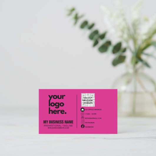 Kersenroze Zakelijke Visitekaartje Logo Ontwerp Sj (Staand voorkant)