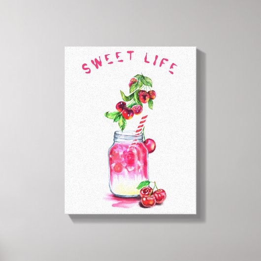 Kersensap Koel Drank Fruit Canvas Print (Voorkant)