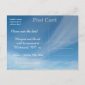 kersensbloesem in de blauwe hemel. Briefkaart datu (Achterkant)