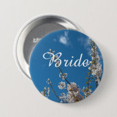 kersensbloesem in de blauwe hemel bruidt trouwknoo ronde button 7,6 cm (Voorkant /achterkant)