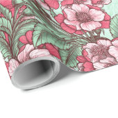 Kersensbloesem in roze en munt cadeaupapier (Rol Hoek)