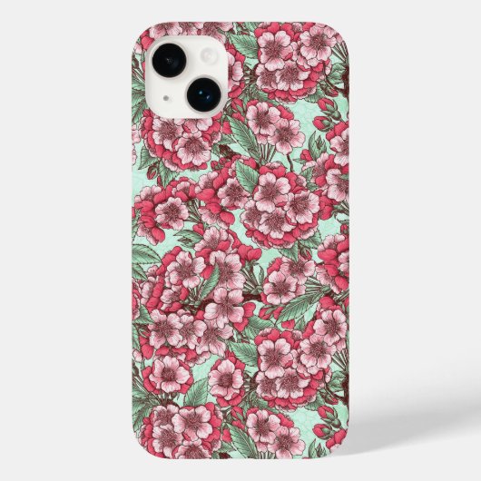 Kersensbloesem in roze en munt Case-Mate iPhone case (Achterkant)