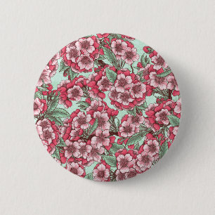 Kersensbloesem in roze en munt ronde button 5,7 cm