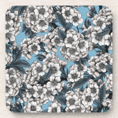 Kersensbloesem in wit en blauw bier onderzetter (Voorkant)