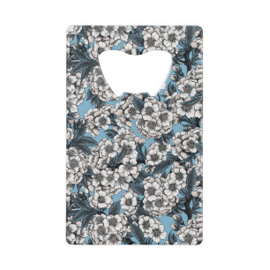 Kersensbloesem in wit en blauw creditkaart flessenopener