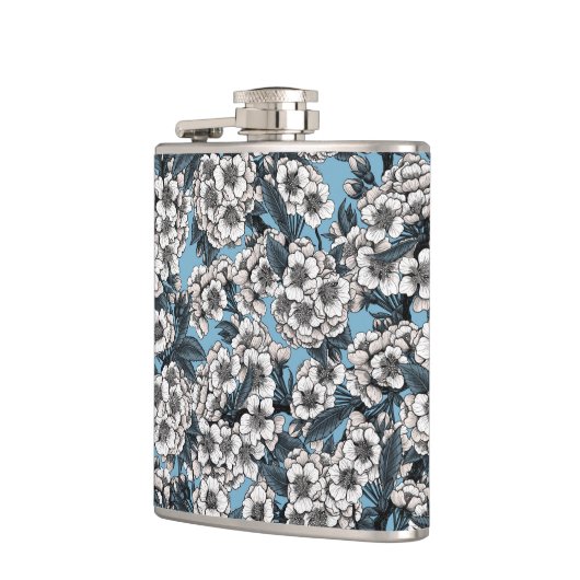 Kersensbloesem in wit en blauw heupfles (Links)