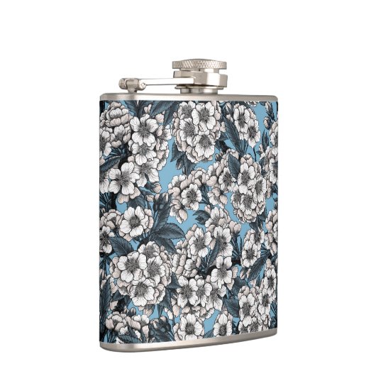 Kersensbloesem in wit en blauw heupfles (Rechts)