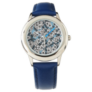 Kersensbloesem in wit en blauw horloge