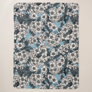Kersensbloesem in wit en blauw sherpa deken