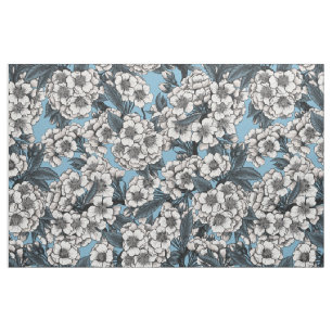 Kersensbloesem in wit en blauw stof