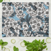 Kersensbloesem in wit en blauw theedoek (Gevouwen)