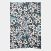 Kersensbloesem in wit en blauw theedoek (Verticaal)