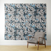 Kersensbloesem in wit en blauw wandkleed (In Situ (horizontaal))