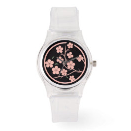 Kersensbloesem, minimalisme, roze horloge