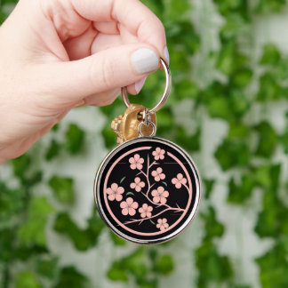 Kersensbloesem, minimalisme, roze sleutelhanger